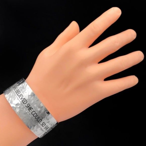 SHE BELIEVED SHE COULD, SO SHE DID Silver Cuff Bracelet - Picture 2 of 2